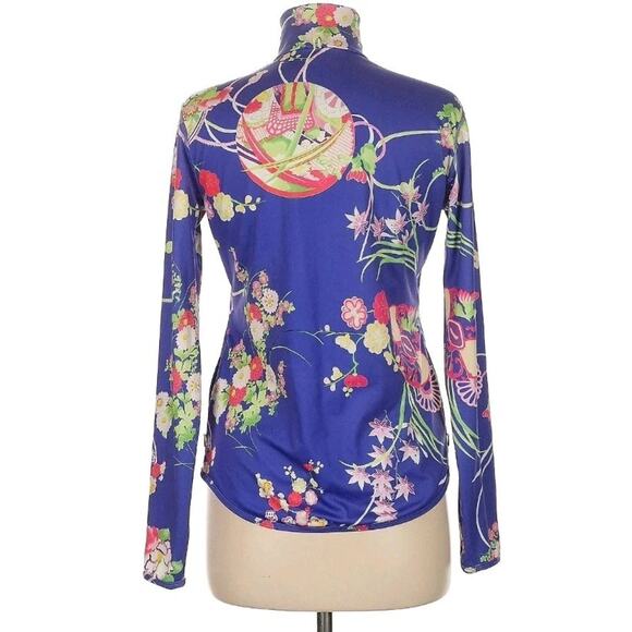 POLO GOLF Ralph Lauren Top Long Sleeve Half Zip Floral High Neck Women Sz M (V4 - Picture 2 of 7
